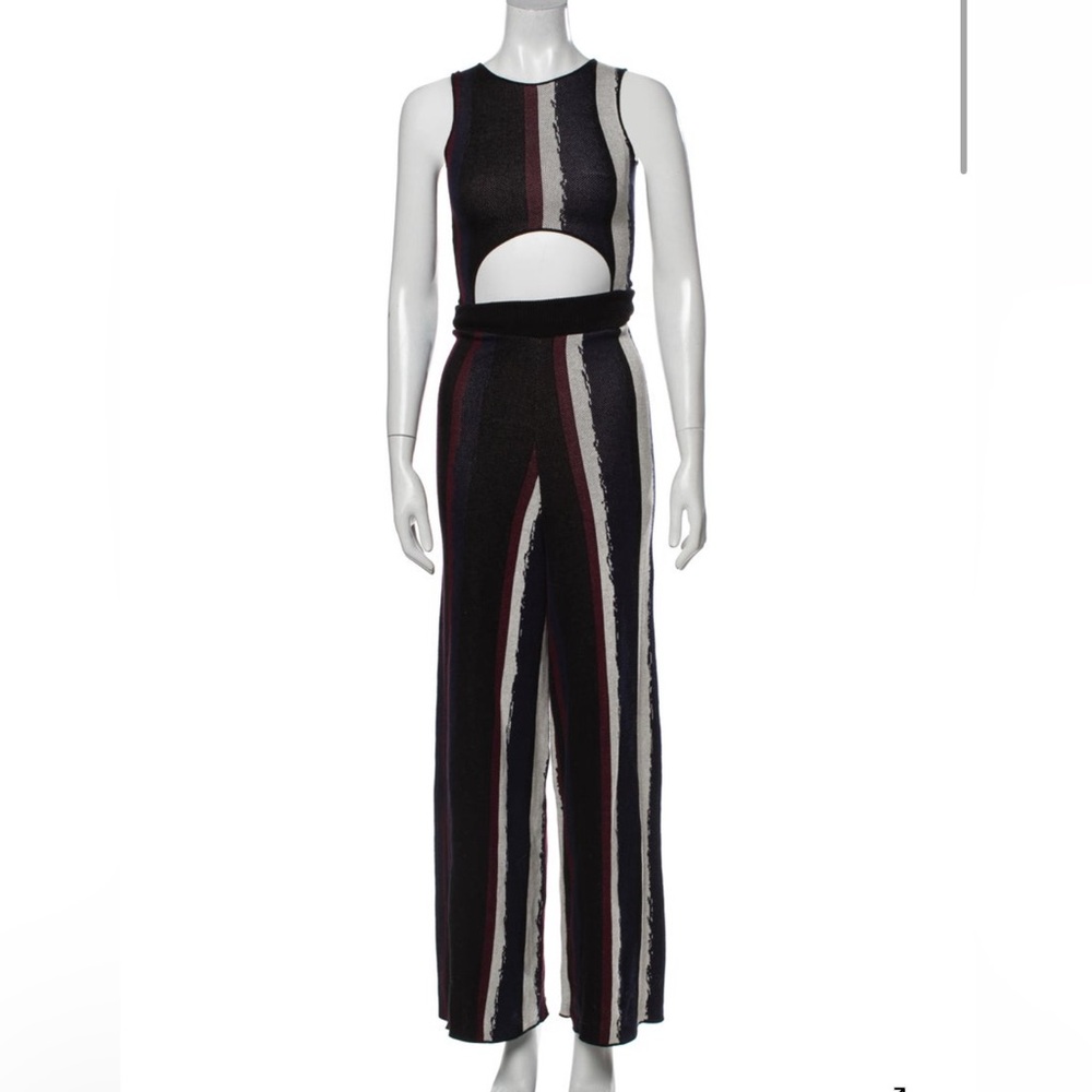 Baja East Stripped Black and White Jumpsuit